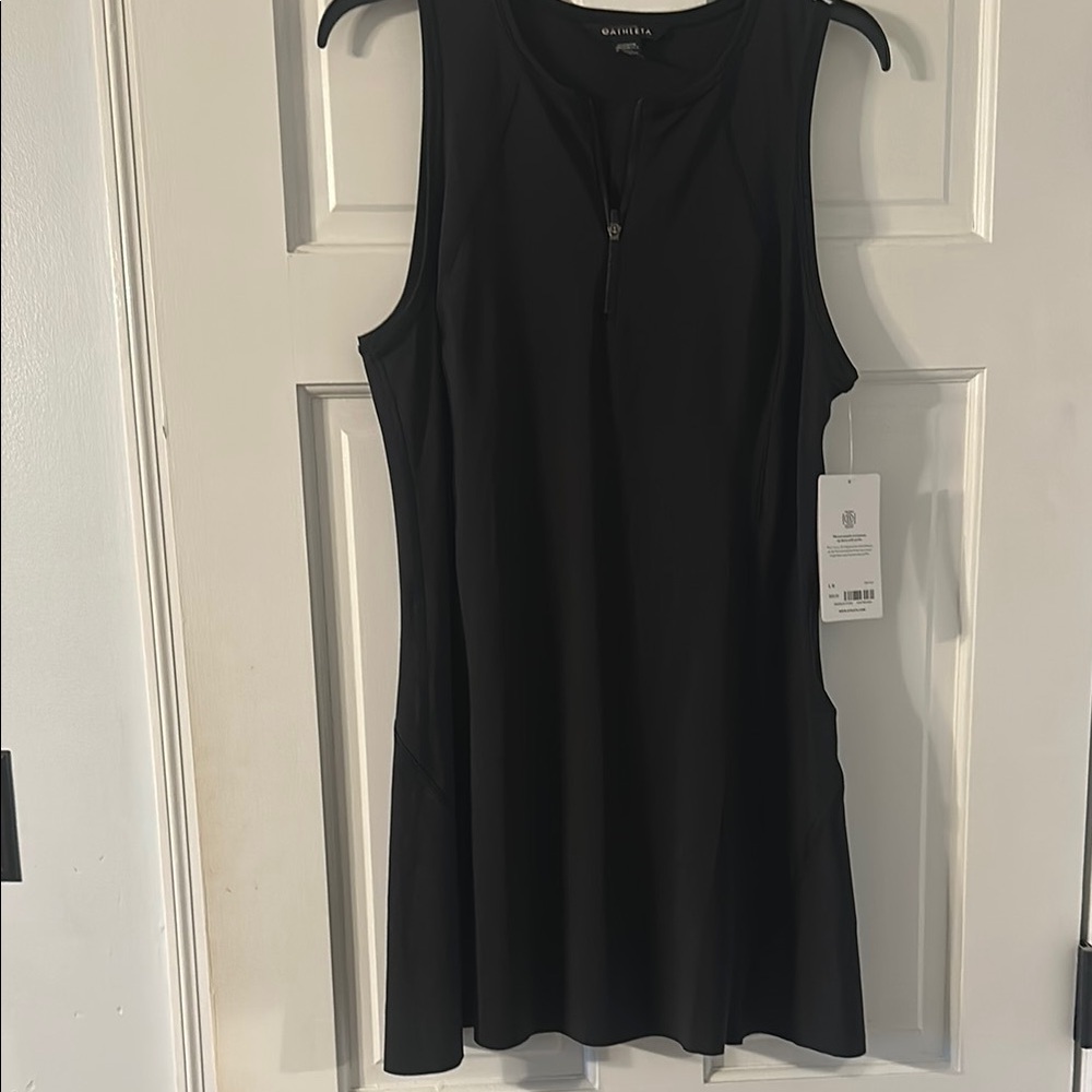Athleta Black Fitted Tank Dress with Scoop Neckline